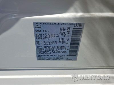Zdjęcie 13 z 13 samochodu: 2019 NISSAN PATHFINDER S VIN:5N1DR2MM5KC602549 - miniatura
