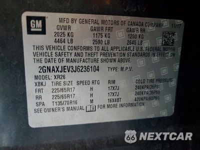 Zdjęcie 13 z 13 samochodu: 2018 CHEVROLET EQUINOX LT VIN:2GNAXJEV3J6236104 - miniatura