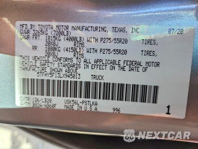 Zdjęcie 12 z 12 samochodu: 2020 TOYOTA TUNDRA CREWMAX LIMITED VIN:5TFHY5F13LX945013 - miniatura