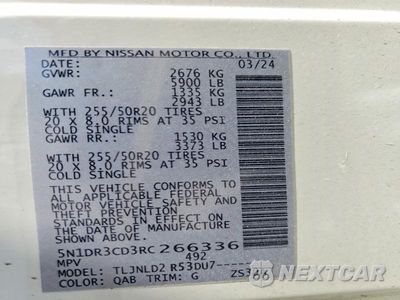 Zdjęcie 13 z 13 samochodu: 2024 NISSAN PATHFINDER SL VIN:5N1DR3CD3RC266336 - miniatura