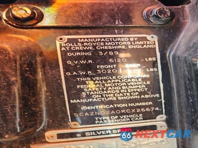 Zdjęcie 12 z 12 samochodu: 1989 ROLLS-ROYCE SILVER SPUR VIN:SCAZN02A0KCX26674 - miniatura