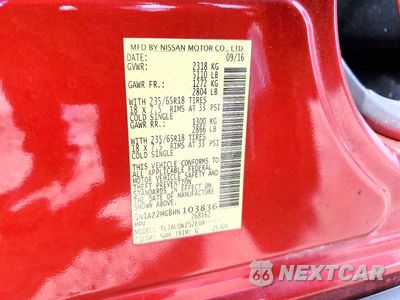 Zdjęcie 12 z 12 samochodu: 2017 NISSAN MURANO SV VIN:5N1AZ2MG8HN103836 - miniatura