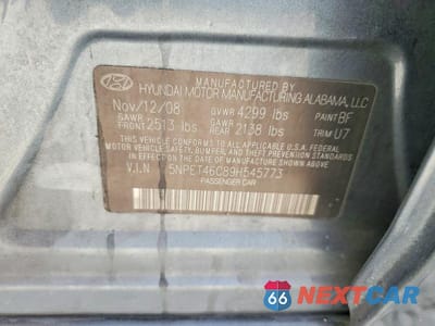 Zdjęcie 12 z 12 samochodu: 2009 HYUNDAI SONATA GLS VIN:5NPET46C89H545773 - miniatura