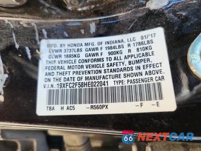 Zdjęcie 12 z 12 samochodu: 2017 HONDA CIVIC LX VIN:19XFC2F58HE022041 - miniatura