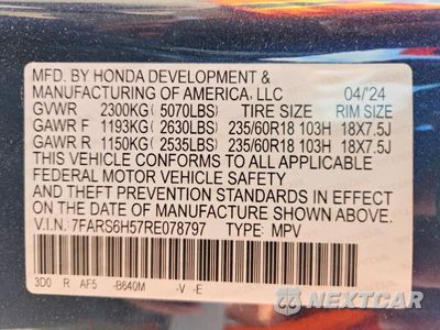 Zdjęcie 13 z 13 samochodu: 2024 HONDA CR-V SPORT VIN:7FARS6H57RE078797 - miniatura