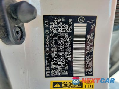 Zdjęcie 12 z 12 samochodu: 2012 LEXUS CT 200 VIN:JTHKD5BHXC2056306 - miniatura