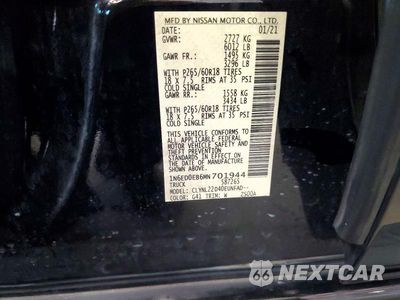 Zdjęcie 12 z 12 samochodu: 2021 NISSAN FRONTIER SV VIN:1N6ED0EB6MN701944 - miniatura