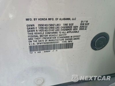 Zdjęcie 13 z 13 samochodu: 2019 HONDA PILOT TOURING VIN:5FNYF6H6XKB052091 - miniatura