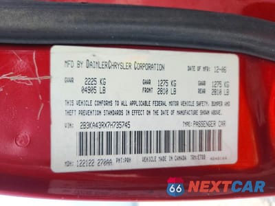 Zdjęcie 12 z 12 samochodu: 2007 DODGE CHARGER SE VIN:2B3KA43RX7H735745 - miniatura