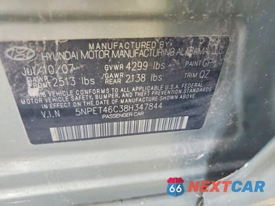 Zdjęcie 12 z 12 samochodu: 2008 HYUNDAI SONATA GLS VIN:5NPET46C38H347844 - miniatura