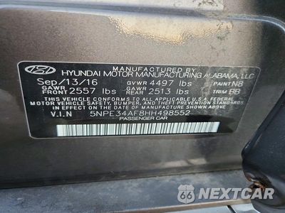 Zdjęcie 12 z 12 samochodu: 2017 HYUNDAI SONATA VIN:5NPE34AF8HH498552 - miniatura