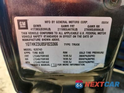 Zdjęcie 13 z 13 samochodu: 2005 GMC SIERRA K2500 HEAVY DUTY VIN:1GTHK23U85F823366 - miniatura