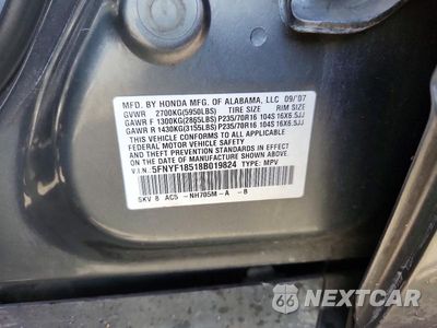 Zdjęcie 14 z 14 samochodu: 2008 HONDA PILOT EXL VIN:5FNYF18518B019824 - miniatura