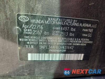 Zdjęcie 12 z 12 samochodu: 2016 HYUNDAI SONATA SPORT VIN:5NPE34AF6GH431642 - miniatura