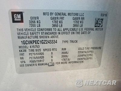Zdjęcie 12 z 12 samochodu: 2016 CHEVROLET SILVERADO K1500 CUSTOM VIN:1GCVKPEC1GZ243334 - miniatura