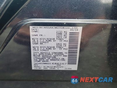Zdjęcie 14 z 14 samochodu: 2014 NISSAN PATHFINDER SL VIN:5N1AR2MMXEC686567 - miniatura