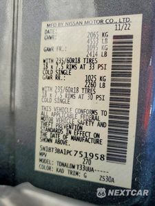 Zdjęcie 13 z 13 samochodu: 2023 NISSAN ROGUE SV VIN:5N1BT3BA1PC751958 - miniatura