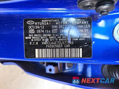 Zdjęcie 12 z 12 samochodu: 2013 HYUNDAI ACCENT GLS VIN:KMHCU4AE7DU377549 - miniatura