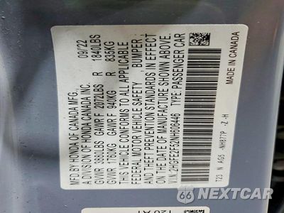 Zdjęcie 12 z 12 samochodu: 2022 HONDA CIVIC SPORT VIN:2HGFE2F52NH606446 - miniatura