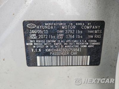 Zdjęcie 12 z 12 samochodu: 2013 HYUNDAI ELANTRA GLS VIN:KMHDH4AE6DU759841 - miniatura
