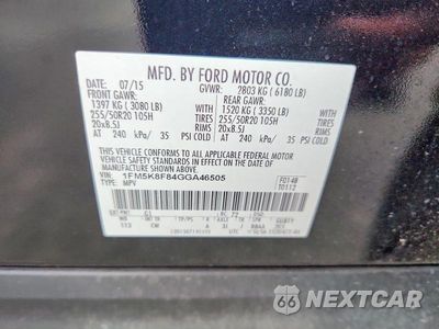 Zdjęcie 14 z 14 samochodu: 2016 FORD EXPLORER LIMITED VIN:1FM5K8F84GGA46505 - miniatura