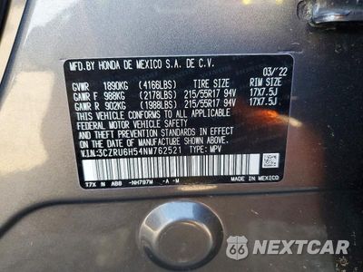 Zdjęcie 13 z 13 samochodu: 2022 HONDA HR-V EX VIN:3CZRU6H54NM762521 - miniatura