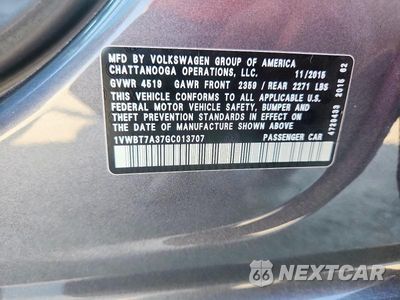 Zdjęcie 12 z 12 samochodu: 2016 VOLKSWAGEN PASSAT SE VIN:1VWBT7A37GC013707 - miniatura