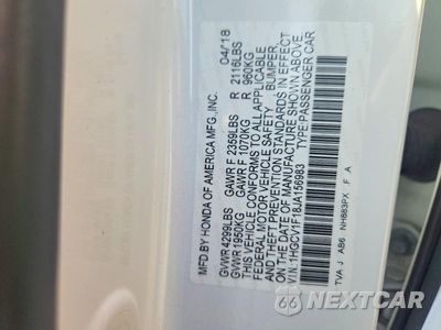 Zdjęcie 12 z 12 samochodu: 2018 HONDA ACCORD LX VIN:1HGCV1F18JA156983 - miniatura