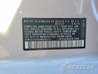 Zdjęcie 12 z 12 samochodu: 2019 VOLKSWAGEN GOLF SPORTWAGEN S VIN:3VWY57AU4KM509374 - miniatura