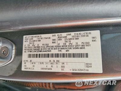 Zdjęcie 13 z 13 samochodu: 2021 FORD ESCAPE SEL VIN:1FMCU9CZ0MUA42565 - miniatura