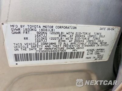 Zdjęcie 12 z 12 samochodu: 2004 TOYOTA RAV4 BASE VIN:JTEGD20V440037905 - miniatura