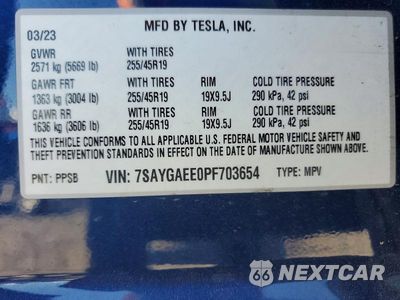 Zdjęcie 12 z 12 samochodu: 2023 TESLA MODEL Y VIN:7SAYGAEE0PF703654 - miniatura