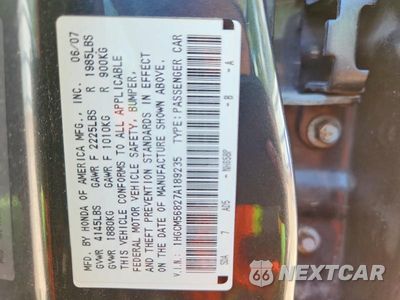 Zdjęcie 13 z 13 samochodu: 2007 HONDA ACCORD EX VIN:1HGCM56827A189235 - miniatura