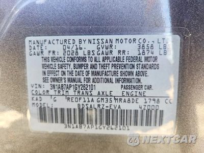 Zdjęcie 12 z 12 samochodu: 2016 NISSAN SENTRA SR VIN:3N1AB7AP1GY262101 - miniatura