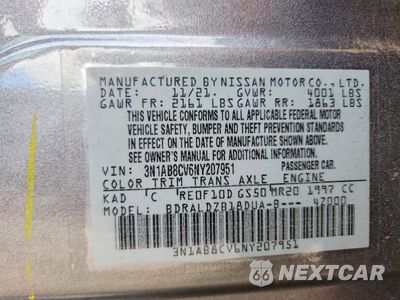 Zdjęcie 13 z 13 samochodu: 2022 NISSAN SENTRA SV VIN:3N1AB8CV6NY207951 - miniatura