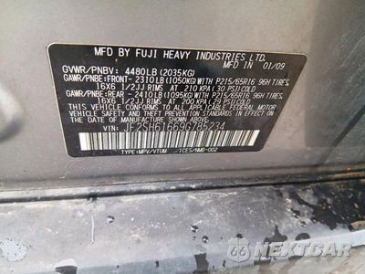 Zdjęcie 12 z 12 samochodu: 2009 SUBARU FORESTER 2.5X VIN:JF2SH61669G785234 - miniatura