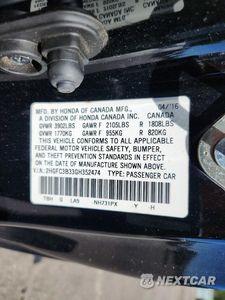 Zdjęcie 13 z 13 samochodu: 2016 HONDA CIVIC EX VIN:2HGFC3B33GH352474 - miniatura