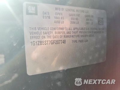 Zdjęcie 12 z 12 samochodu: 2016 CHEVROLET MALIBU LS VIN:1G1ZB5ST7GF207748 - miniatura