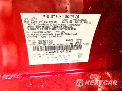 Zdjęcie 13 z 13 samochodu: 2017 FORD FLEX SEL VIN:2FMGK5C81HBA10162 - miniatura