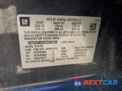 Zdjęcie 12 z 12 samochodu: 2015 GMC SIERRA K1500 SLE VIN:1GTV2UEC5FZ390138 - miniatura
