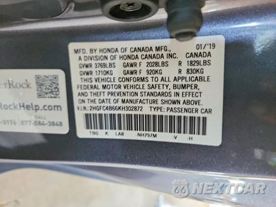 Zdjęcie 12 z 12 samochodu: 2019 HONDA CIVIC LX VIN:2HGFC4B66KH302872 - miniatura