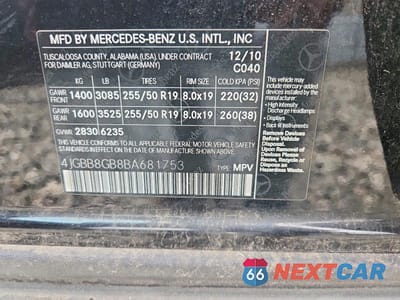 Zdjęcie 13 z 13 samochodu: 2011 MERCEDES-BENZ ML 350 4MATIC VIN:4JGBB8GB8BA681753 - miniatura