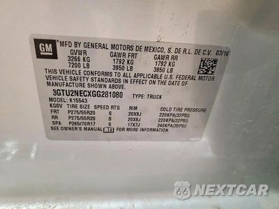 Zdjęcie 12 z 12 samochodu: 2016 GMC SIERRA K1500 SLT VIN:3GTU2NECXGG281080 - miniatura