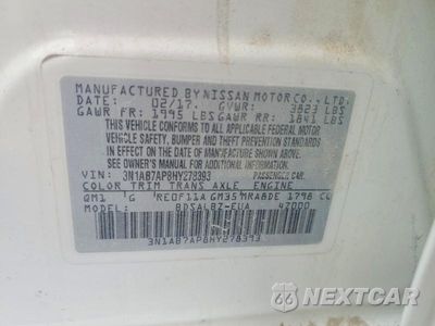Zdjęcie 12 z 12 samochodu: 2017 NISSAN SENTRA S VIN:3N1AB7AP8HY278393 - miniatura