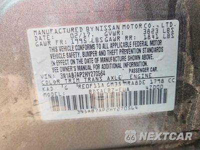 Zdjęcie 12 z 12 samochodu: 2017 NISSAN SENTRA S VIN:3N1AB7AP2HY270564 - miniatura
