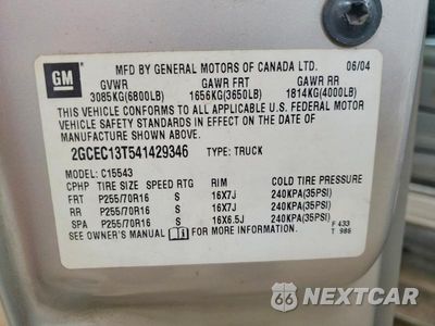 Zdjęcie 12 z 12 samochodu: 2004 CHEVROLET SILVERADO C1500 VIN:2GCEC13T541429346 - miniatura