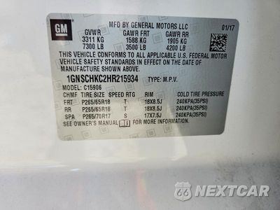 Zdjęcie 13 z 13 samochodu: 2017 CHEVROLET SUBURBAN C1500 LT VIN:1GNSCHKC2HR215934 - miniatura