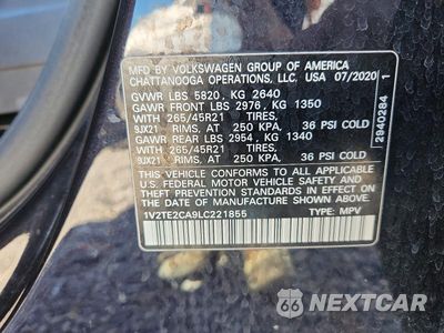 Zdjęcie 13 z 13 samochodu: 2020 VOLKSWAGEN ATLAS CROSS SPORT SEL PREMIUM R-LINE VIN:1V2TE2CA9LC221855 - miniatura