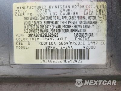 Zdjęcie 13 z 13 samochodu: 2009 NISSAN SENTRA 2.0 VIN:3N1AB61E29L692423 - miniatura