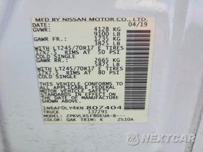Zdjęcie 13 z 13 samochodu: 2019 NISSAN NV 2500 HD SV VIN:1N6AF0LY4KN807404 - miniatura